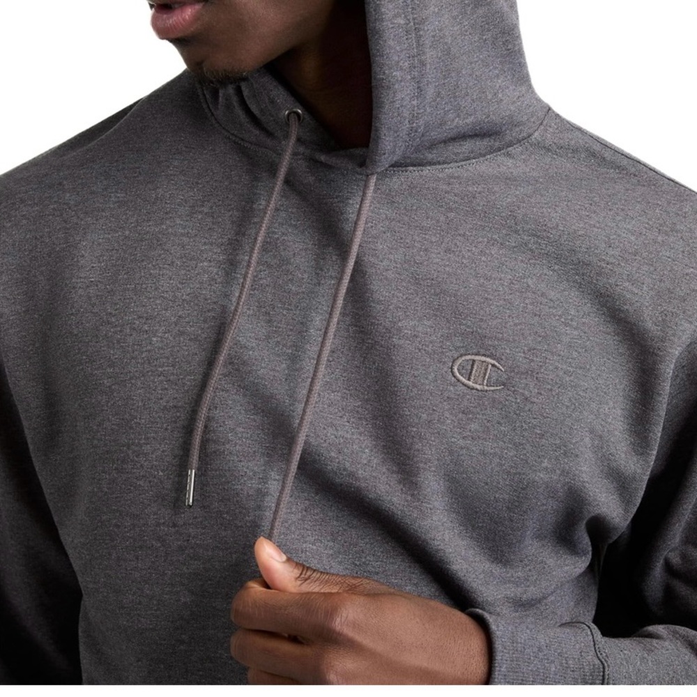 Champion Men's Powerblend Fleece Hoodie C Logo sweatshirt Granite Heather M